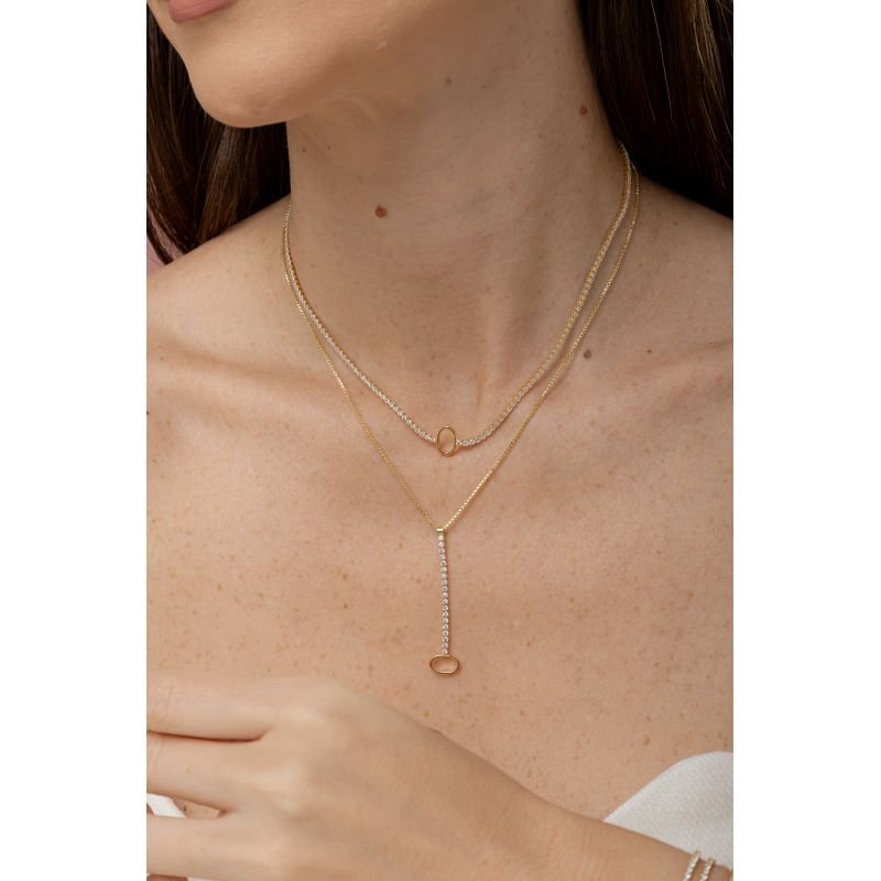 Colar Reflexos Oval em Zircônia